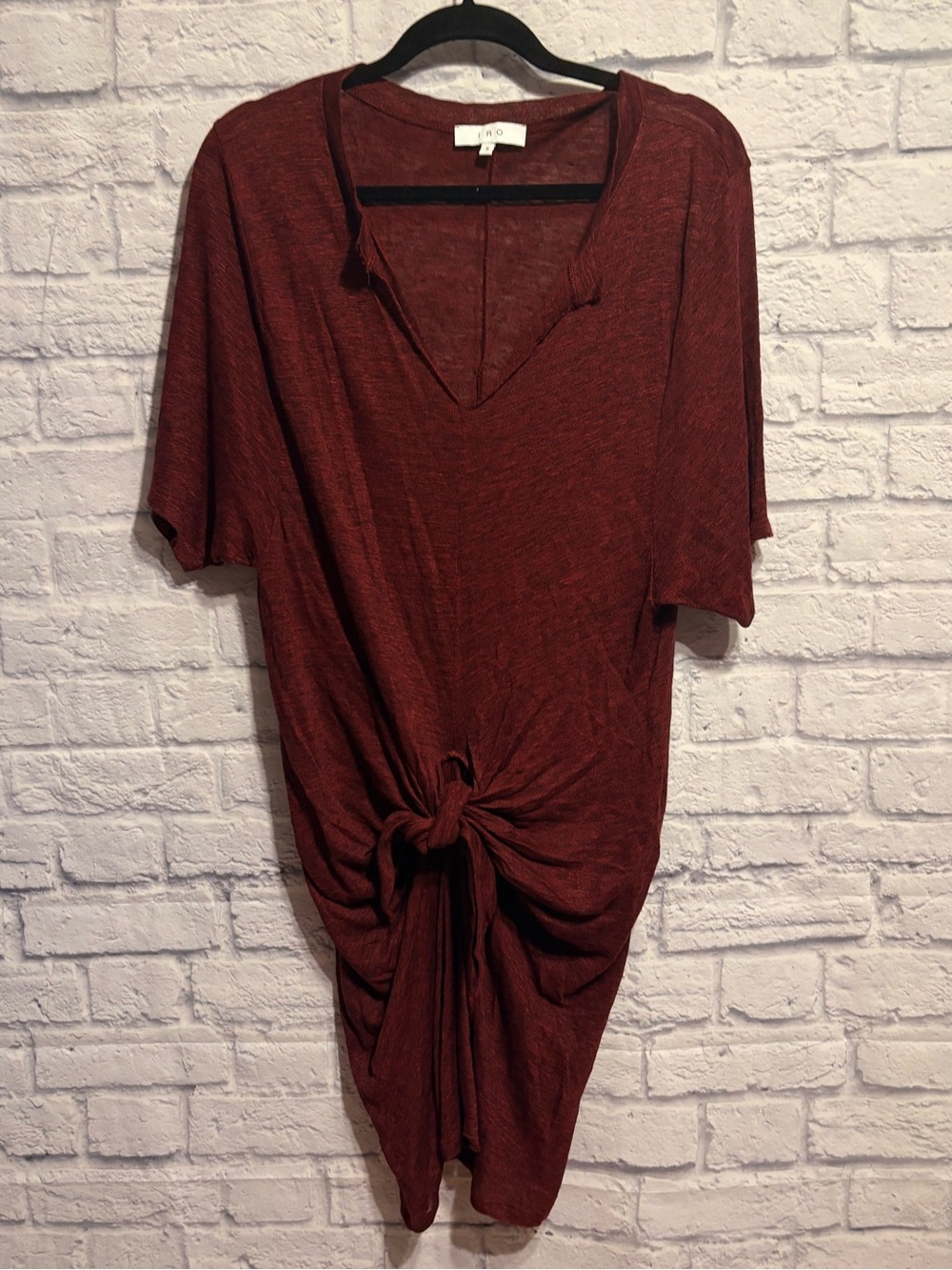 IRO Burgandy Arwen Linen Tshirt Dress Small